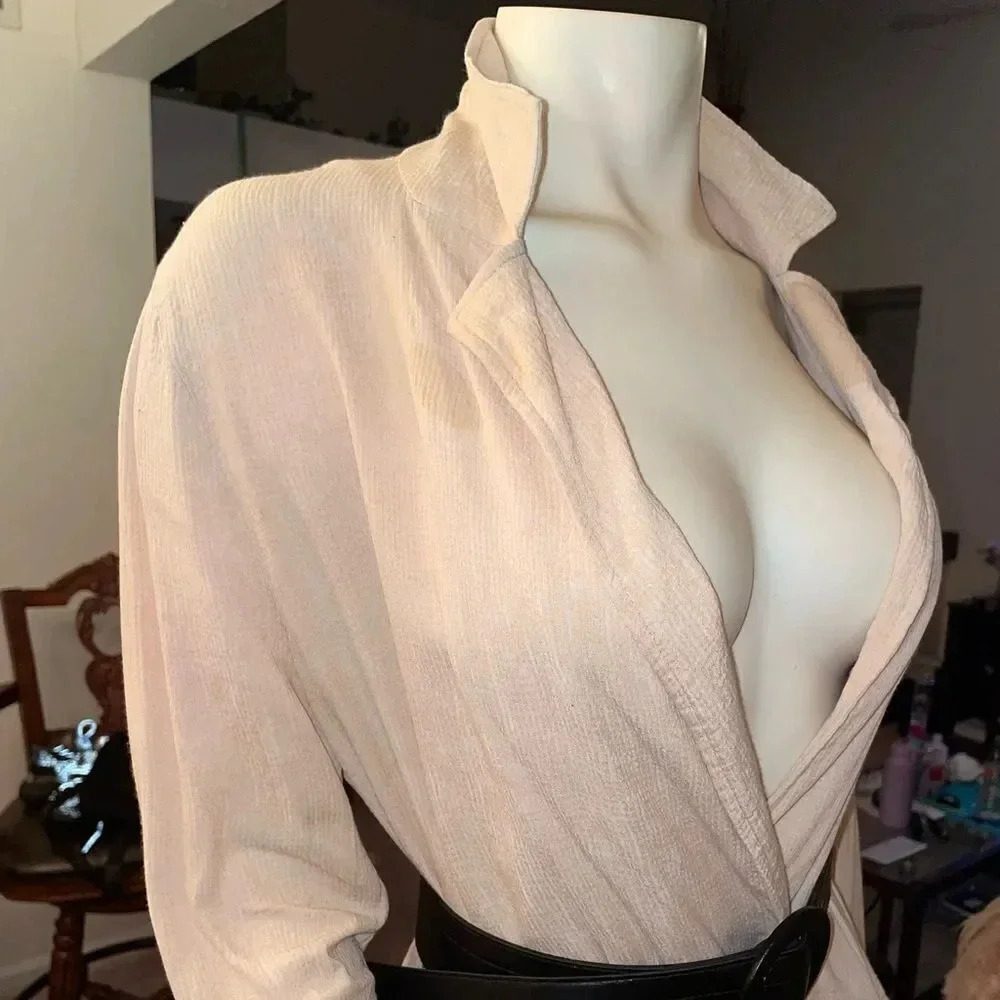 ZARA TRF OUTERWEAR LONG SLEEVE DUSTER TAN/BEIGE SIZE SMALL/ MEDIUM - Picture 7 of 16